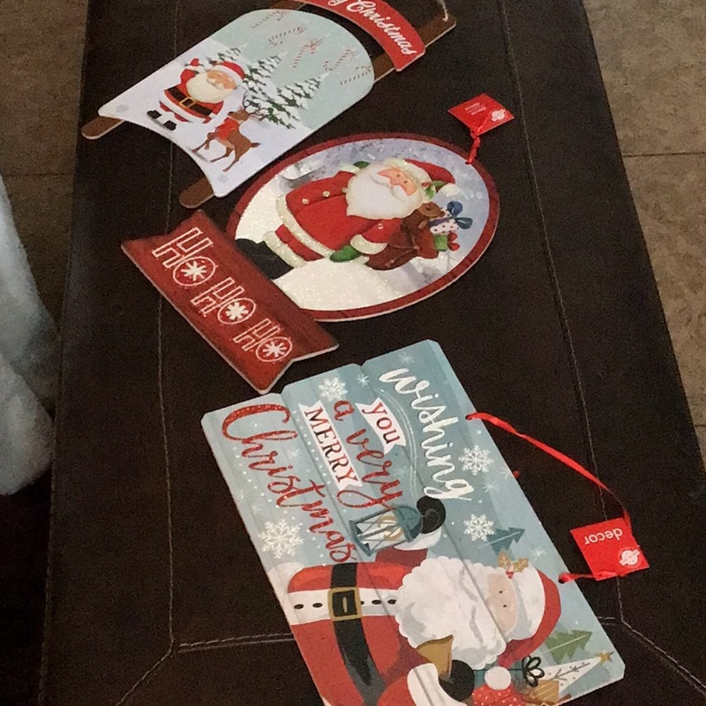 Set of 3 Santa Clause Chipboard Decor Wall Signs 🎄❄️